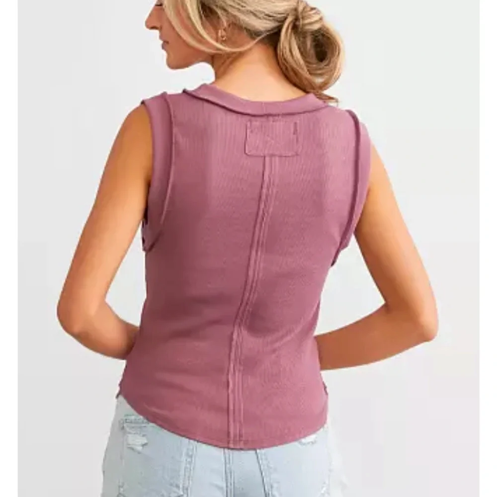 NEW FREE PEOPLE WE THE FREE PURPLE KATE RIBBED TANK TOP SHIRT SZ S